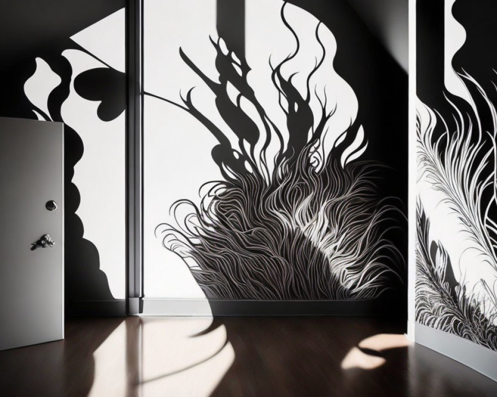 Monochrome Flame Design Wall Art in Sunlit Room