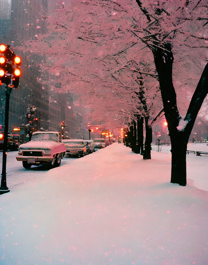 NYC snow falling