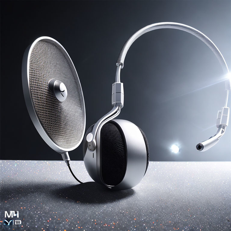 Stylish Mesh Design Headphones with Metallic Finish