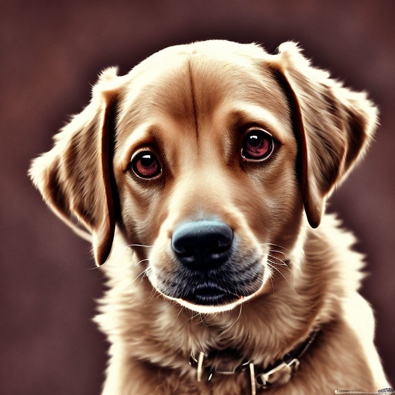 Brown Dog with Shiny Coat and Soulful Eyes Close-Up