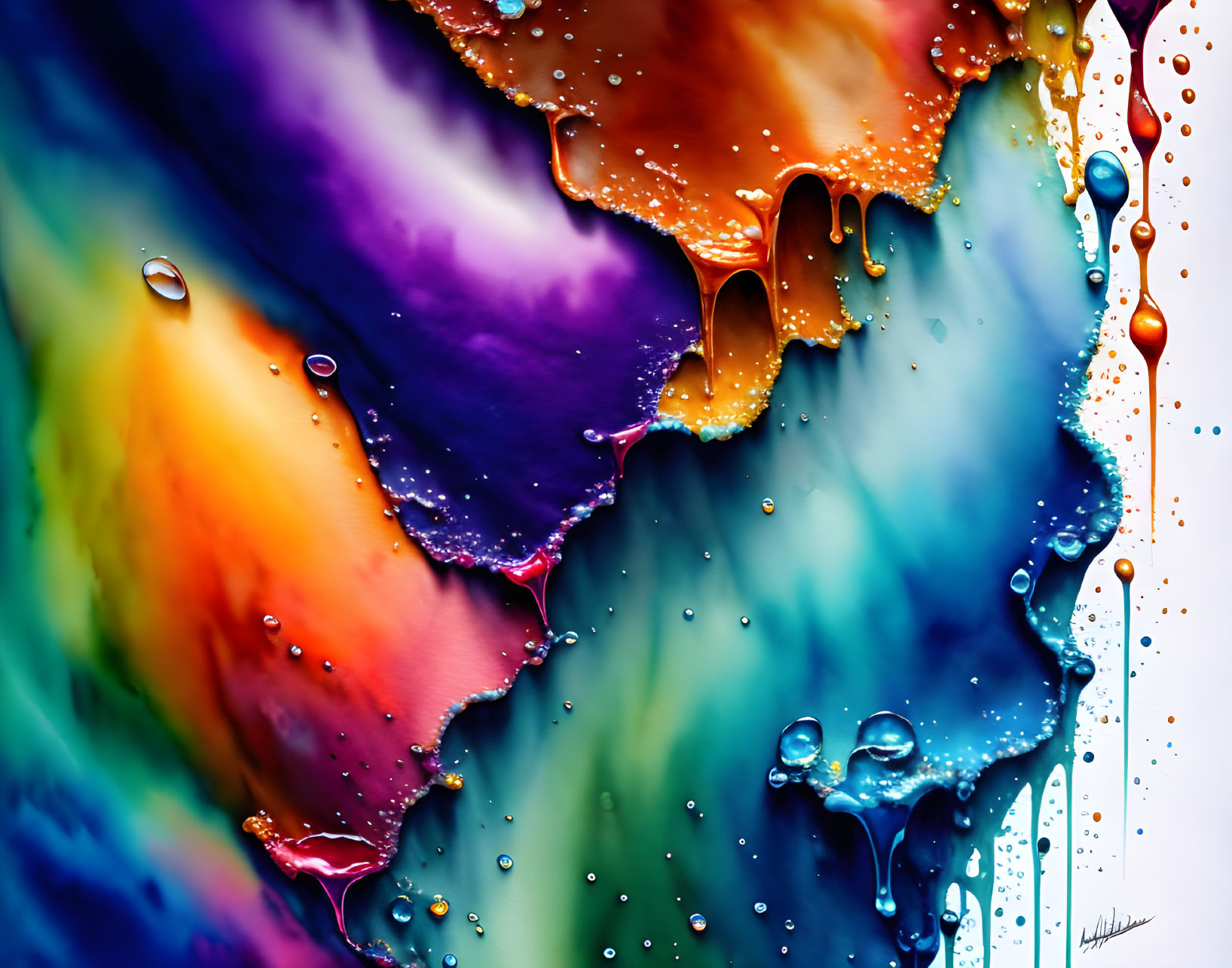 Colorful Abstract Art: Vibrant Liquid Forms in Blue, Purple, Orange, and Green