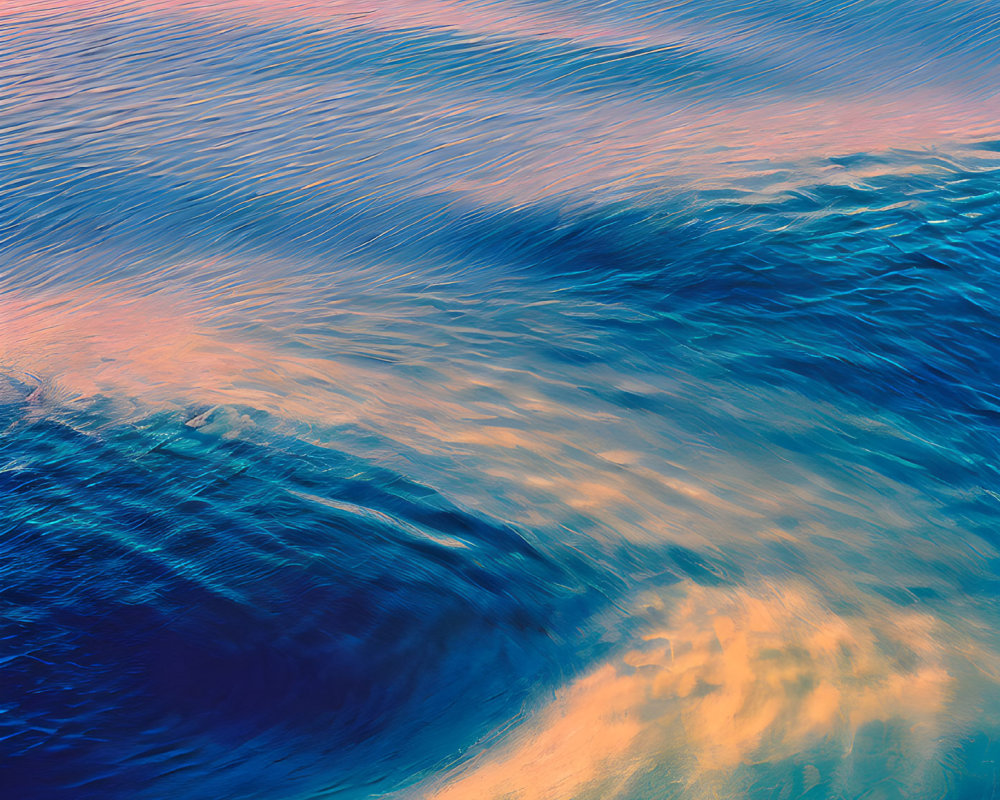 Colorful Sunset Reflection on Rippled Ocean Surface