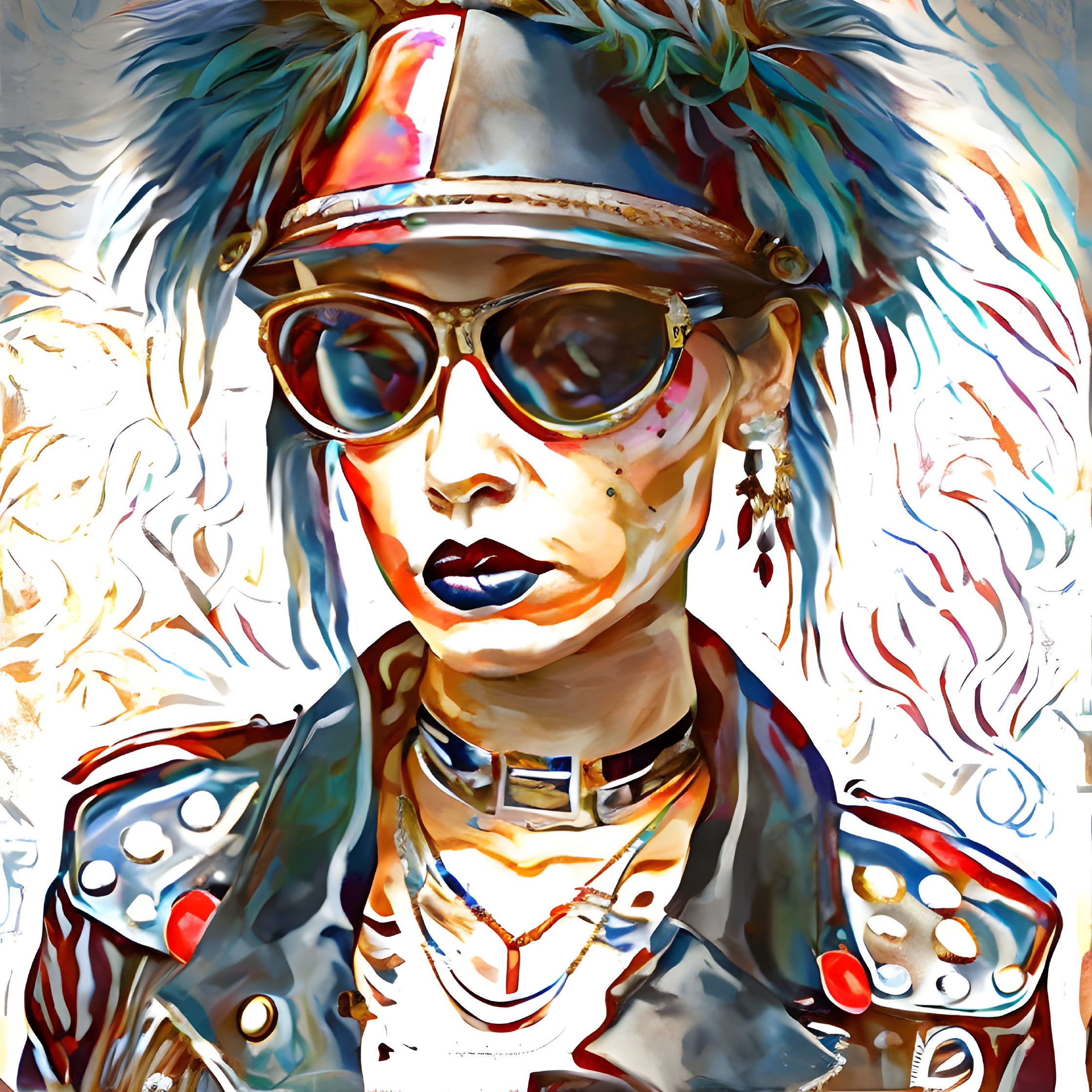 Colorful Punk-Inspired Person Painting with Mohawk
