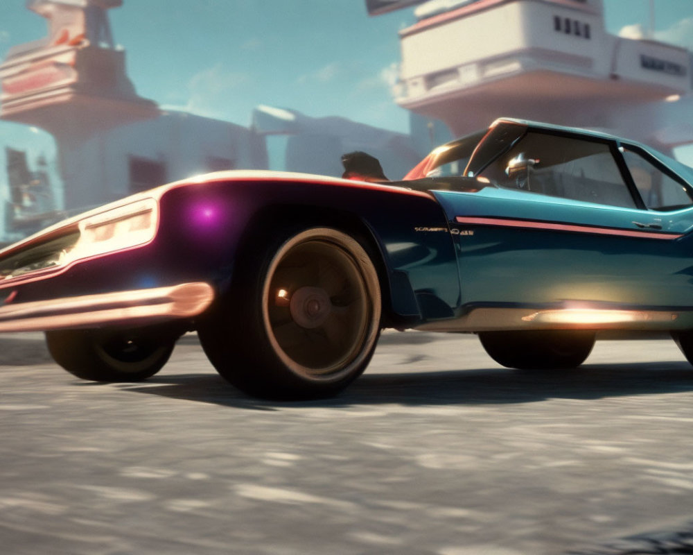 Speeding Retro Muscle Car with Motion Blur Effect