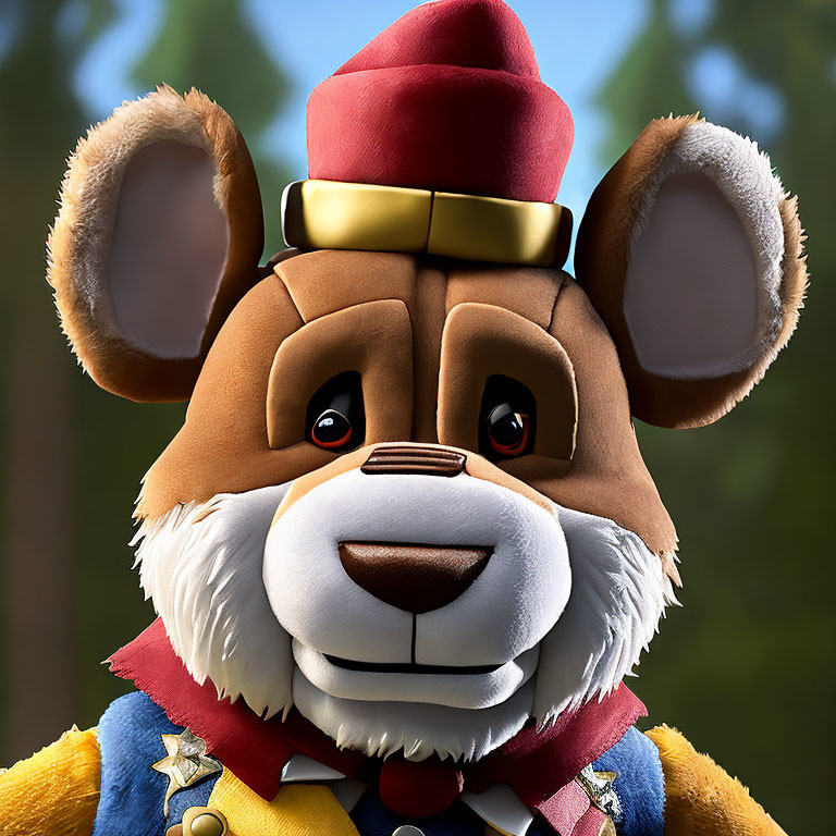 Colorful 3D Animated Bear Character in Forest Scene