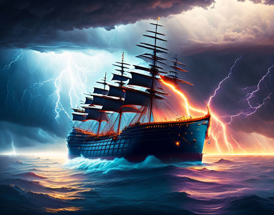a terrible storm at sea