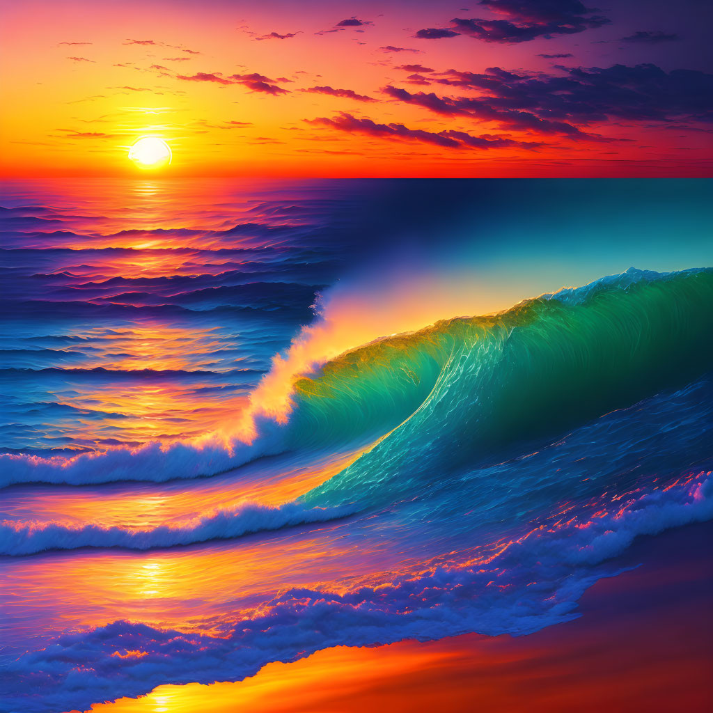 Colorful waves of the sea