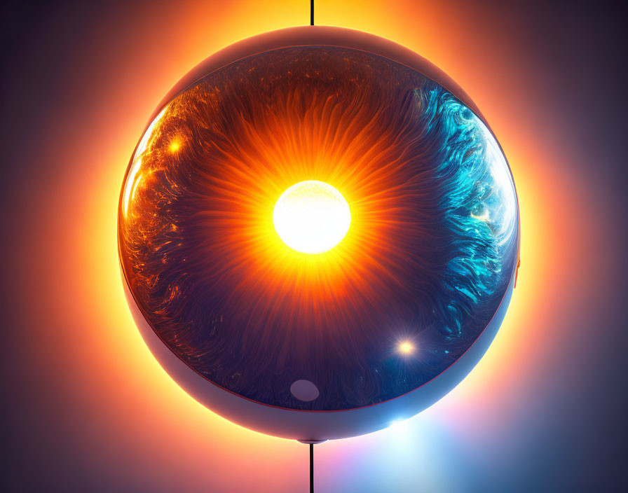 Detailed Stylized Image of Circular Eye Structure in Orange and Blue Colors