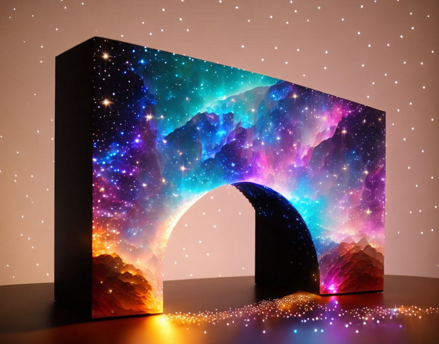 Curved Monitor: Cosmic Space Illustration on Screen