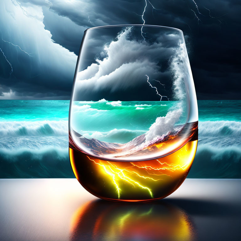 Storm inside water glass