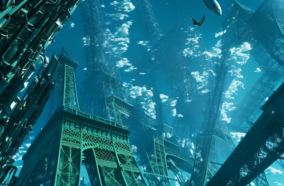 Eiffel Tower Prototypes Underwater