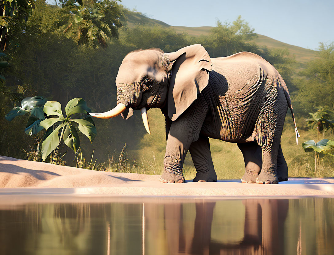 Happy elephant mirrored