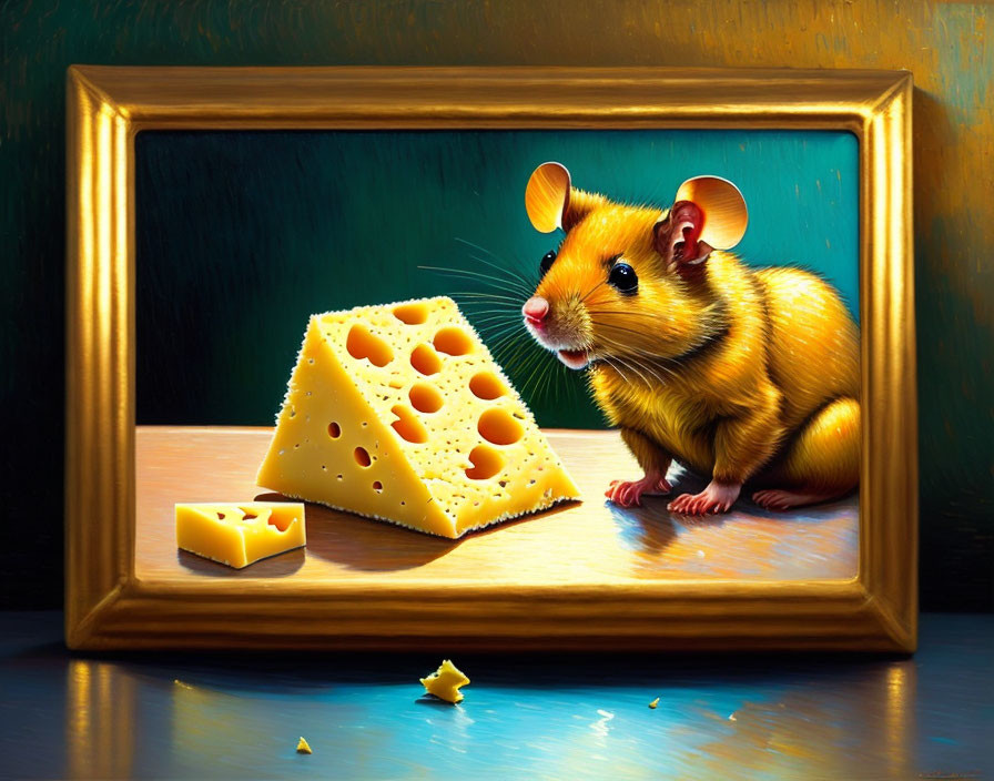 Realistic Mouse Painting with Swiss Cheese Scene