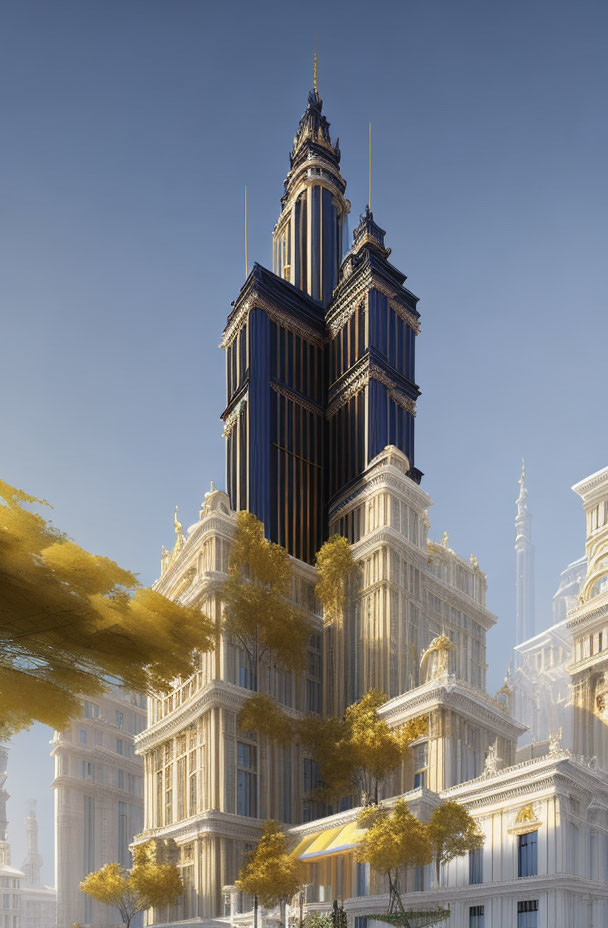 Neo-Gothic Skyscraper Dominates Cityscape