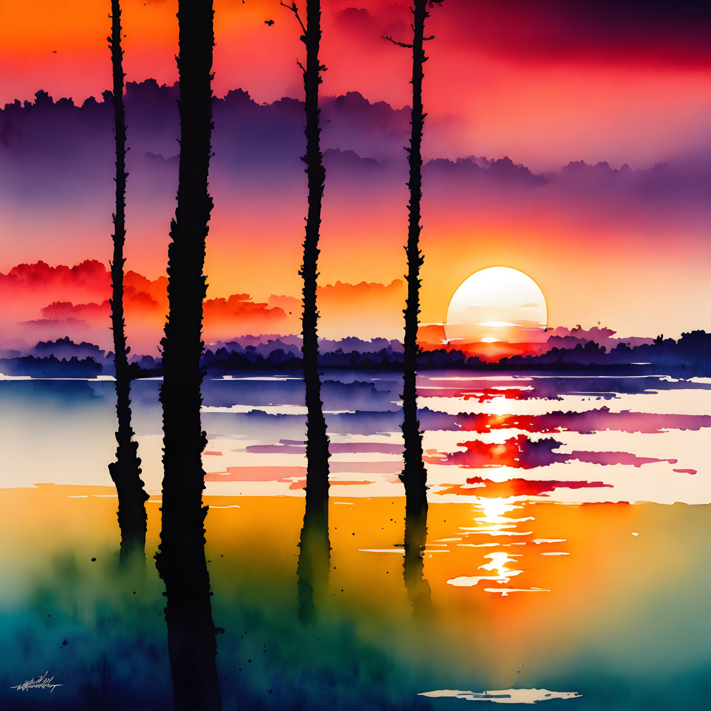 Sunset in Watercolor