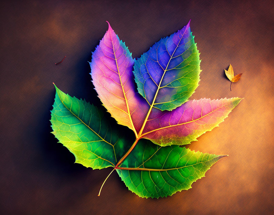 Colorful Overlapping Leaves on Textured Background