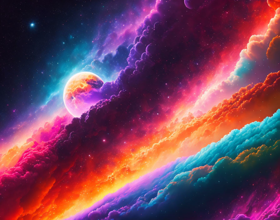 Colorful Nebula and Radiant Starlight in Cosmic Scene