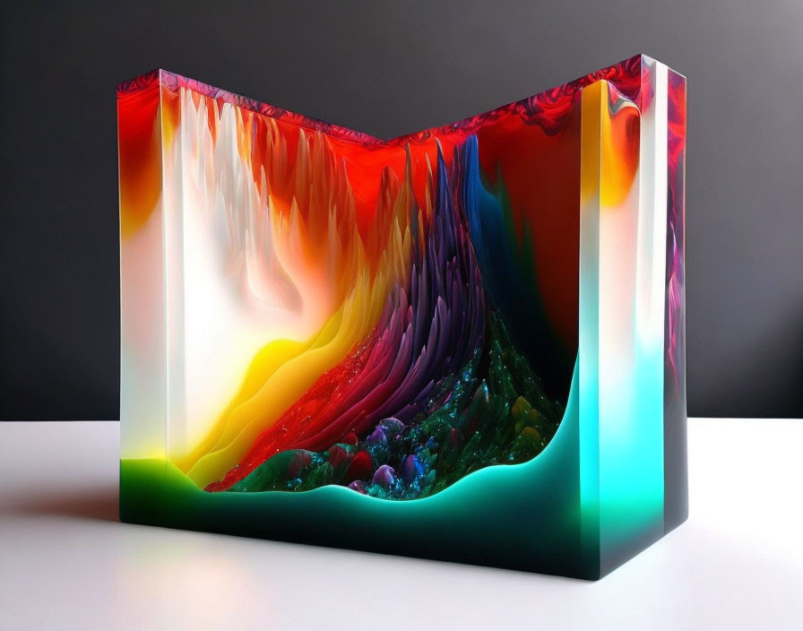 Colorful 3D Printed Sculpture: Digital Topographic Landscape