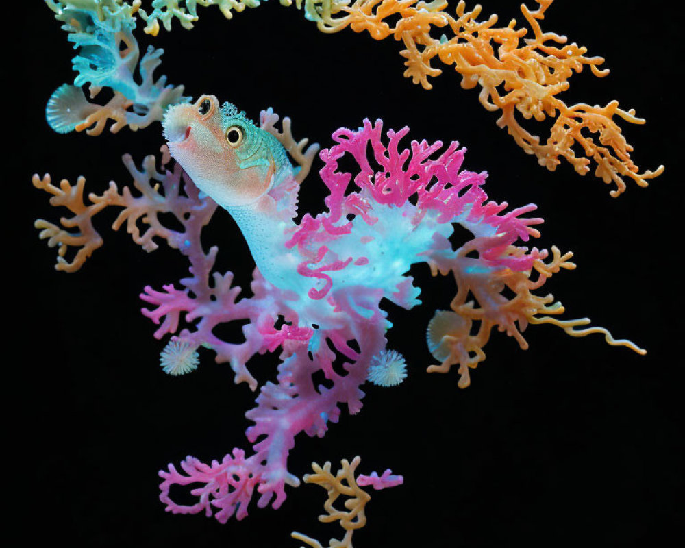 Colorful Fish Camouflaged in Vibrant Coral Reef