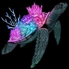 Colorful digital artwork: Fantastical fish with neon scales and fins
