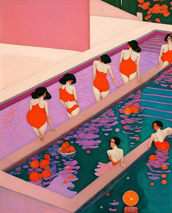 swimming with tangerines