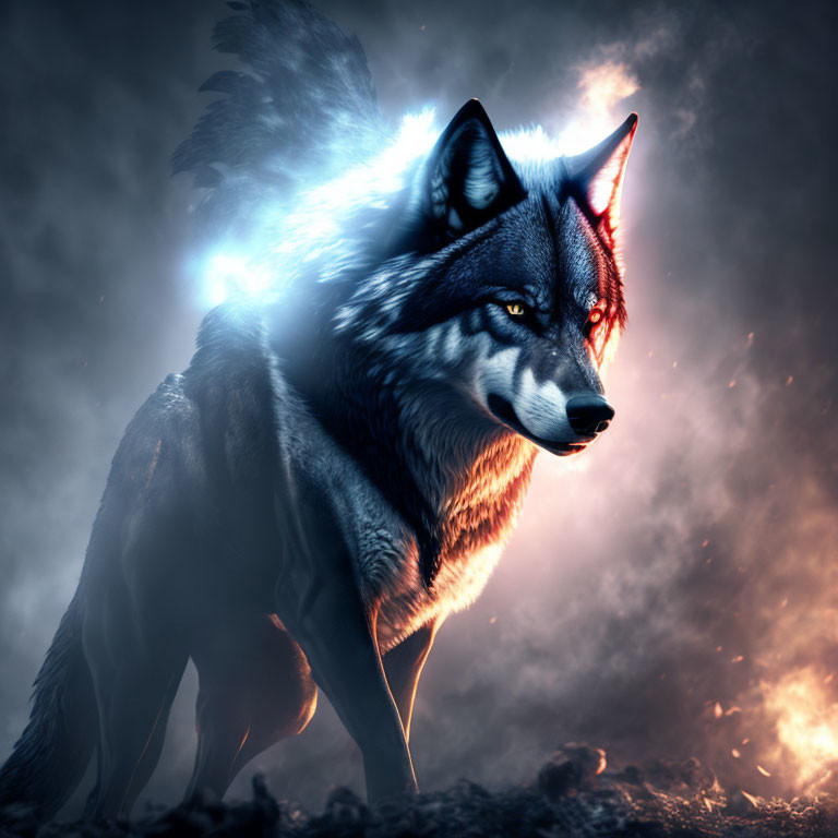 The Majestic Alpha Wolf Striding Through the Flame