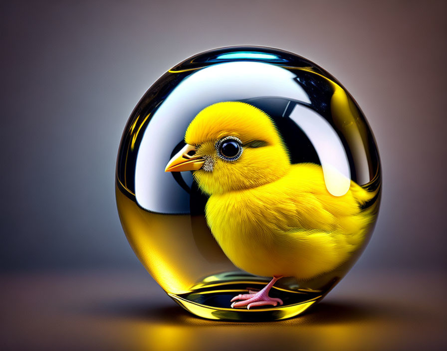  Little Yellow Chick Enclosed In A Glass Ball 