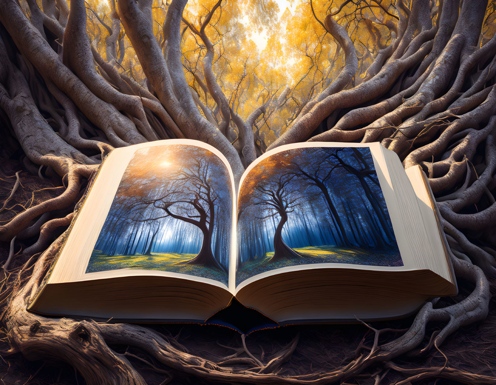 Fantasy Book On The Tree