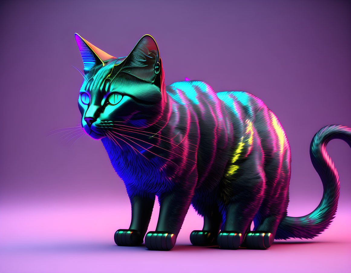  3D Render Cyberpunk Cat 