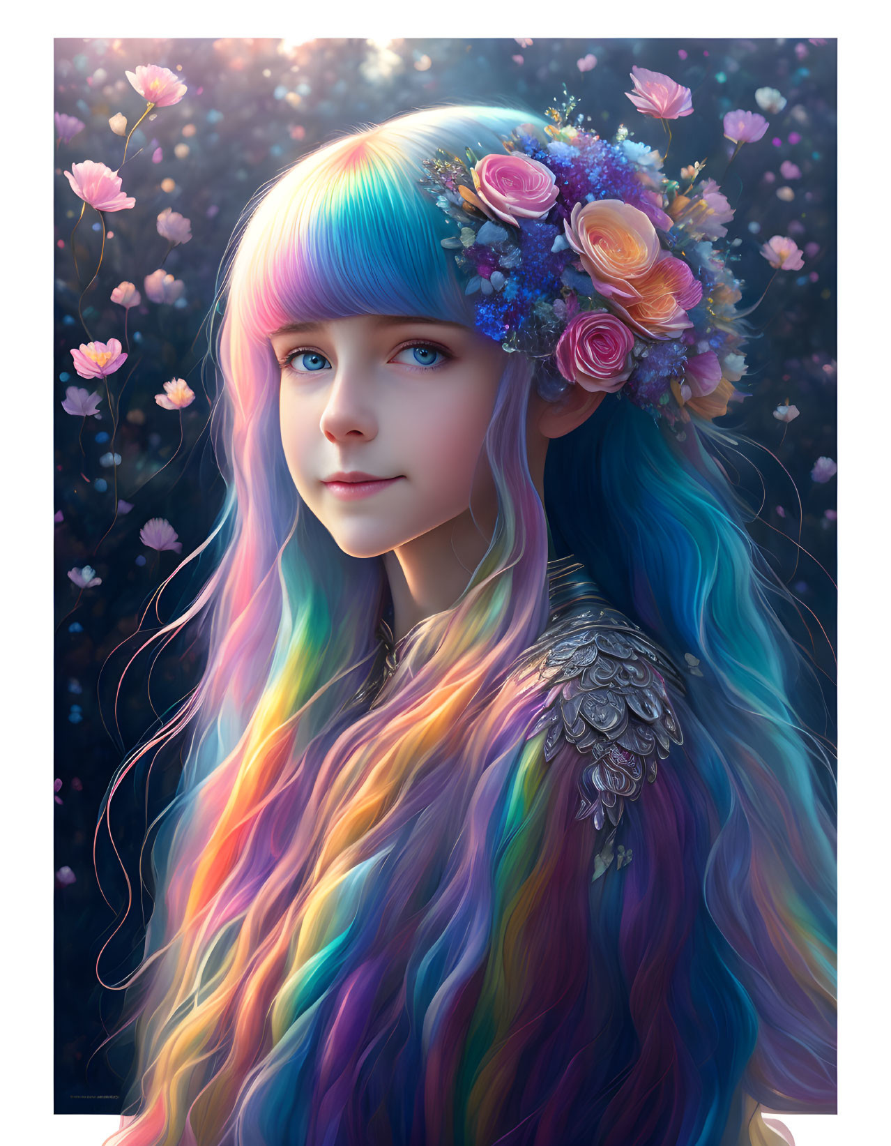 Anime  Girl With Neon Unicorn Color Hair