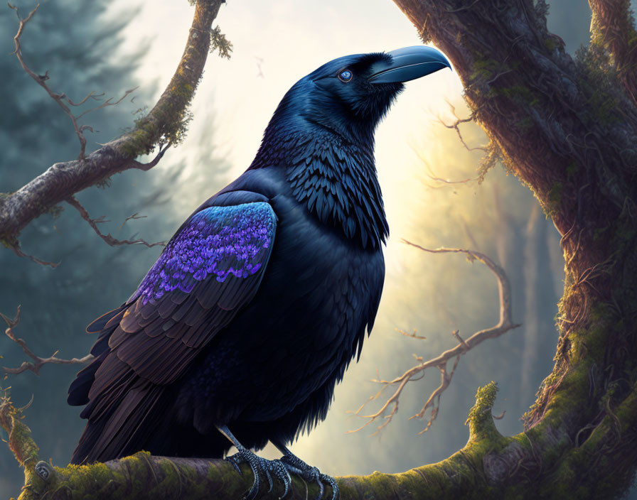 Black Raven With Blue Eyes