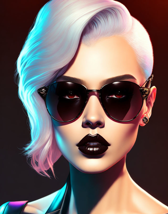 Punk Rock Goth Girl With Black Sunglasses On