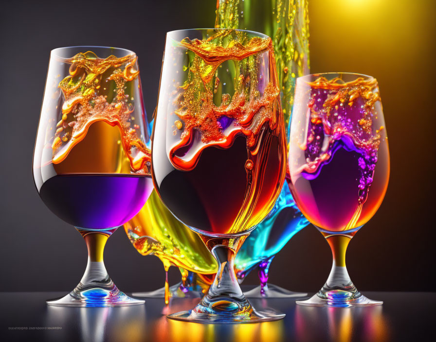 Wine Glasses With Colorful Acid 2