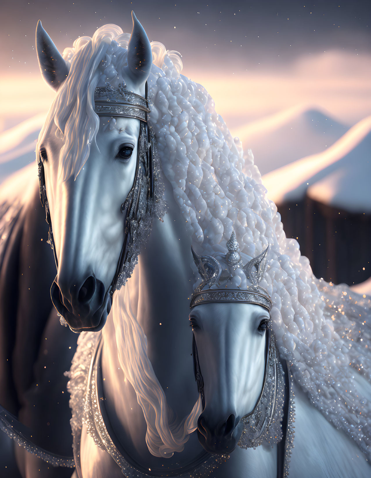 Two Snow White Horses
