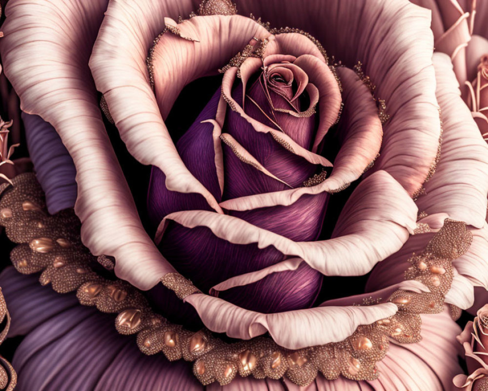 Surreal image: Human fingers and petals merge into intricate rose structure