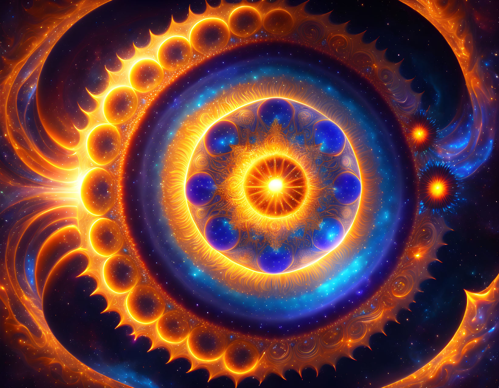 Colorful Fractal Image: Orange and Blue Swirling Patterns