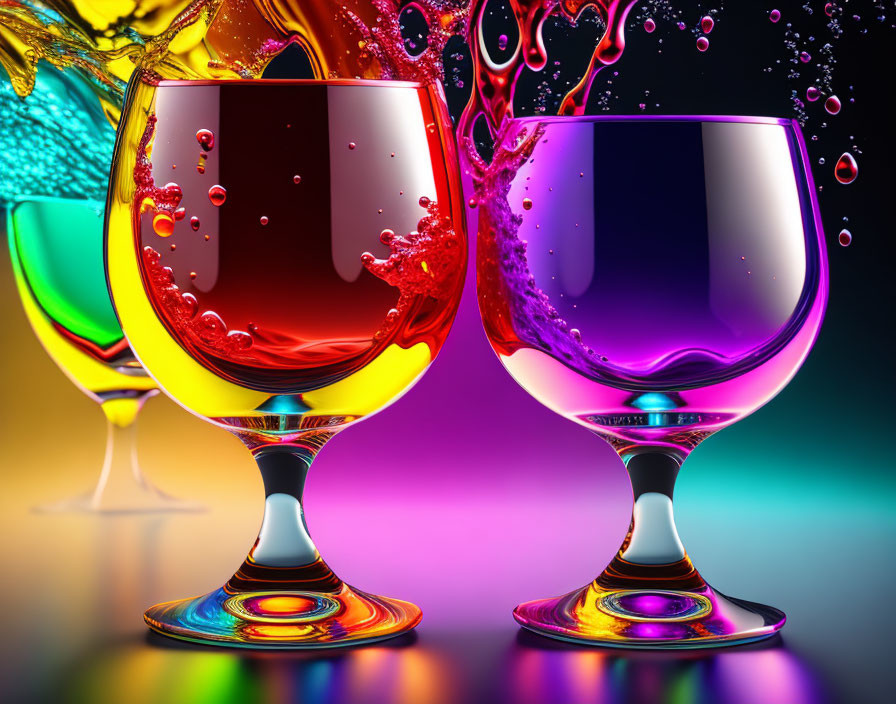 Cocktail Glasses With Colorful Liquid Acid 5