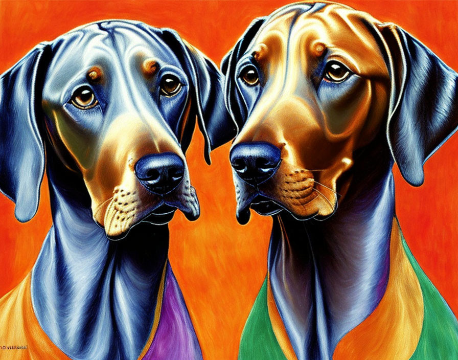 Two Sister Weimaraner Dogs