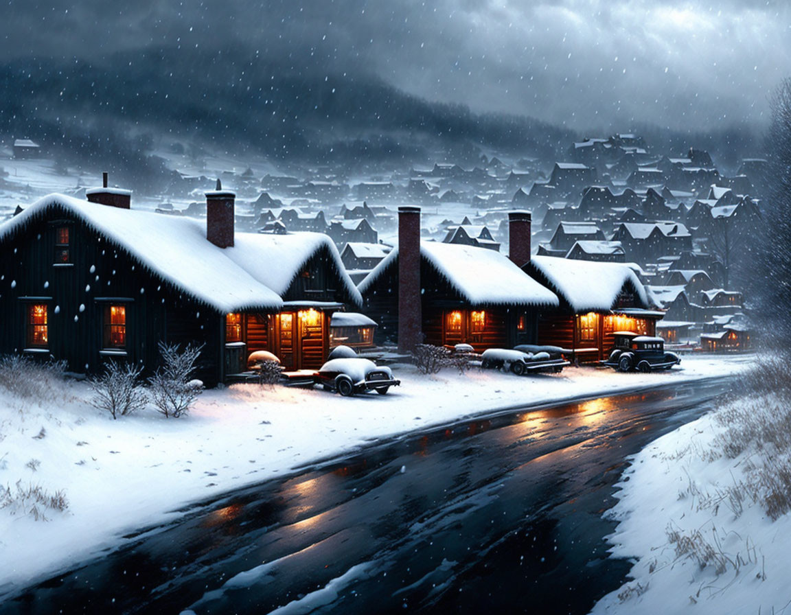 Winter village landsacpe