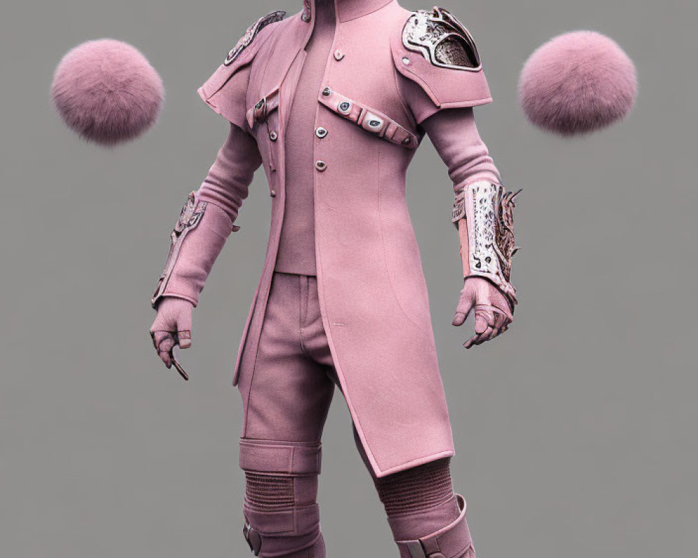 Anthropomorphic Koala in Pink Coat with Silver Accents
