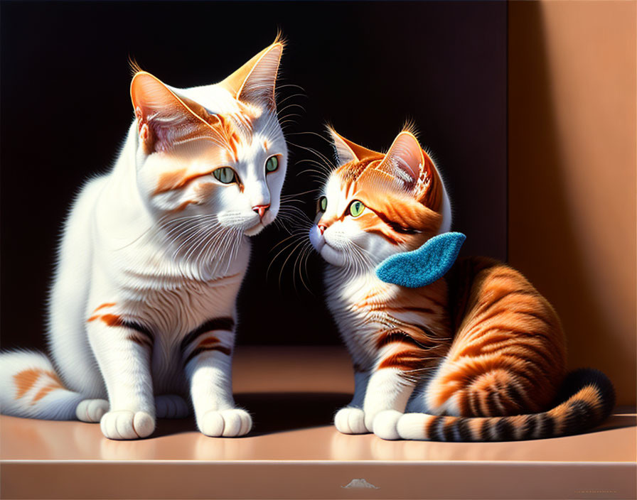 Realistic Digital Paintings of Cats with Orange and White Fur