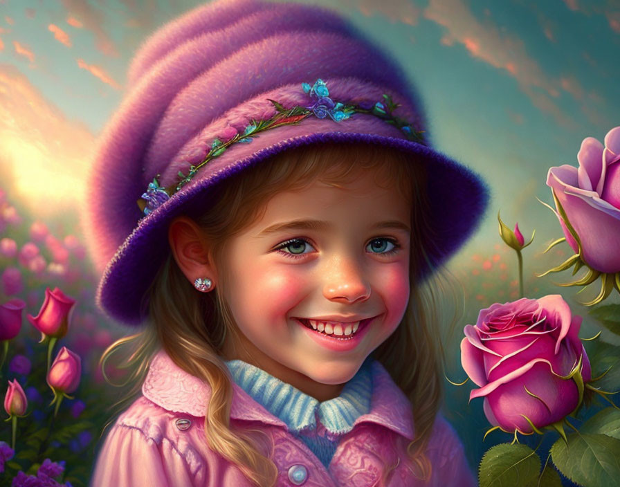 Girl with purple hat