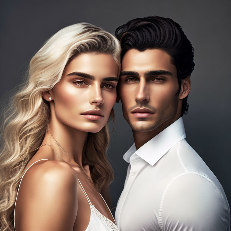Man and woman with striking features in digital artwork