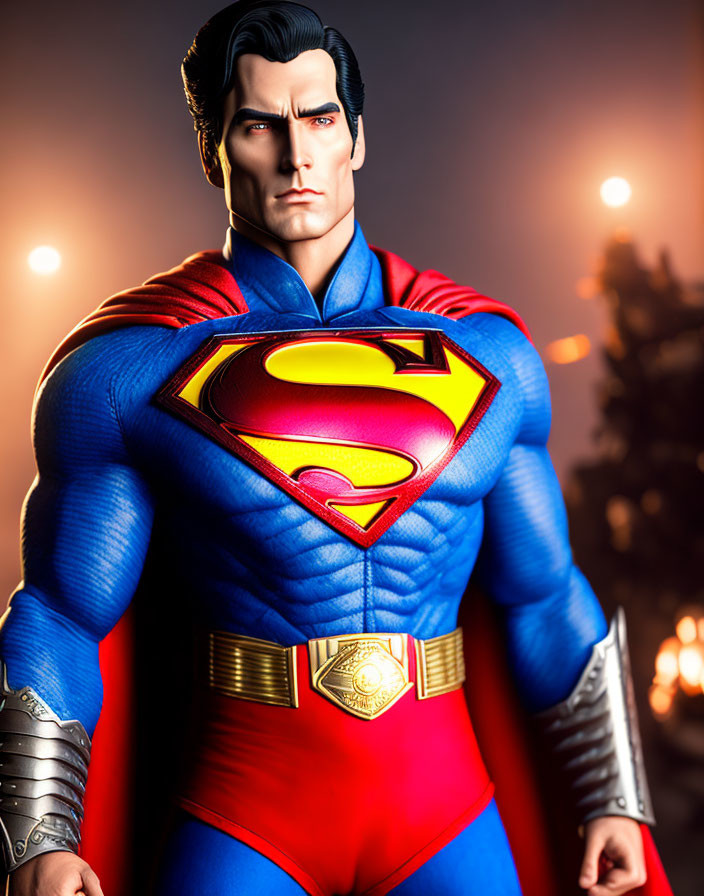 Detailed Superman Figure in Iconic Blue Suit and Red Cape
