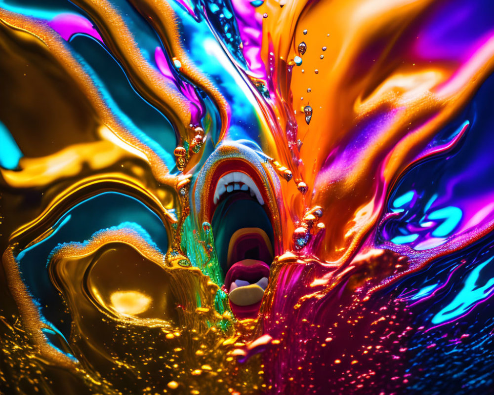 Colorful Swirls Reflecting Light in Psychedelic Liquid Pattern