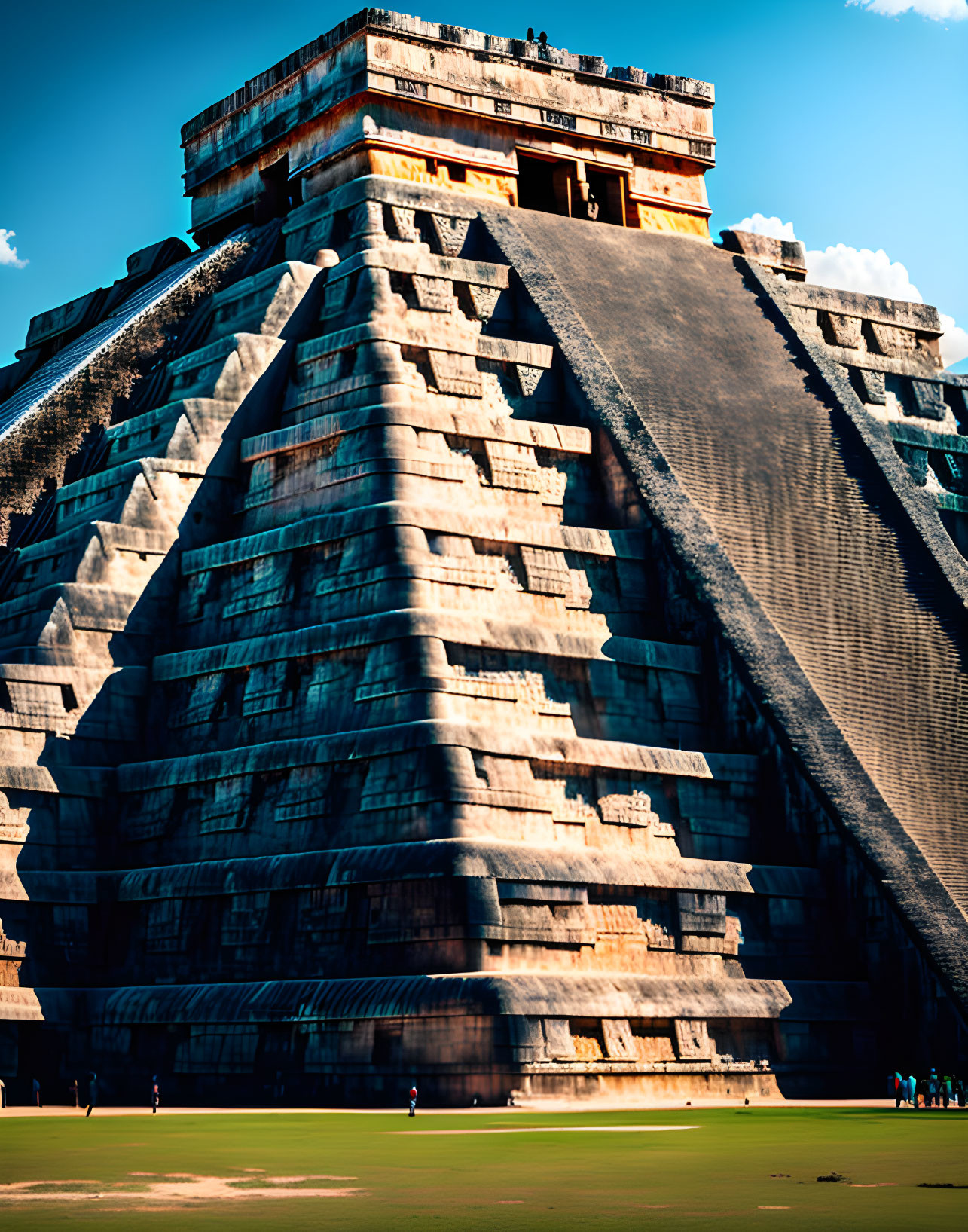 Ancient El Castillo Pyramid at Chichén Itzá on a Sunny Day