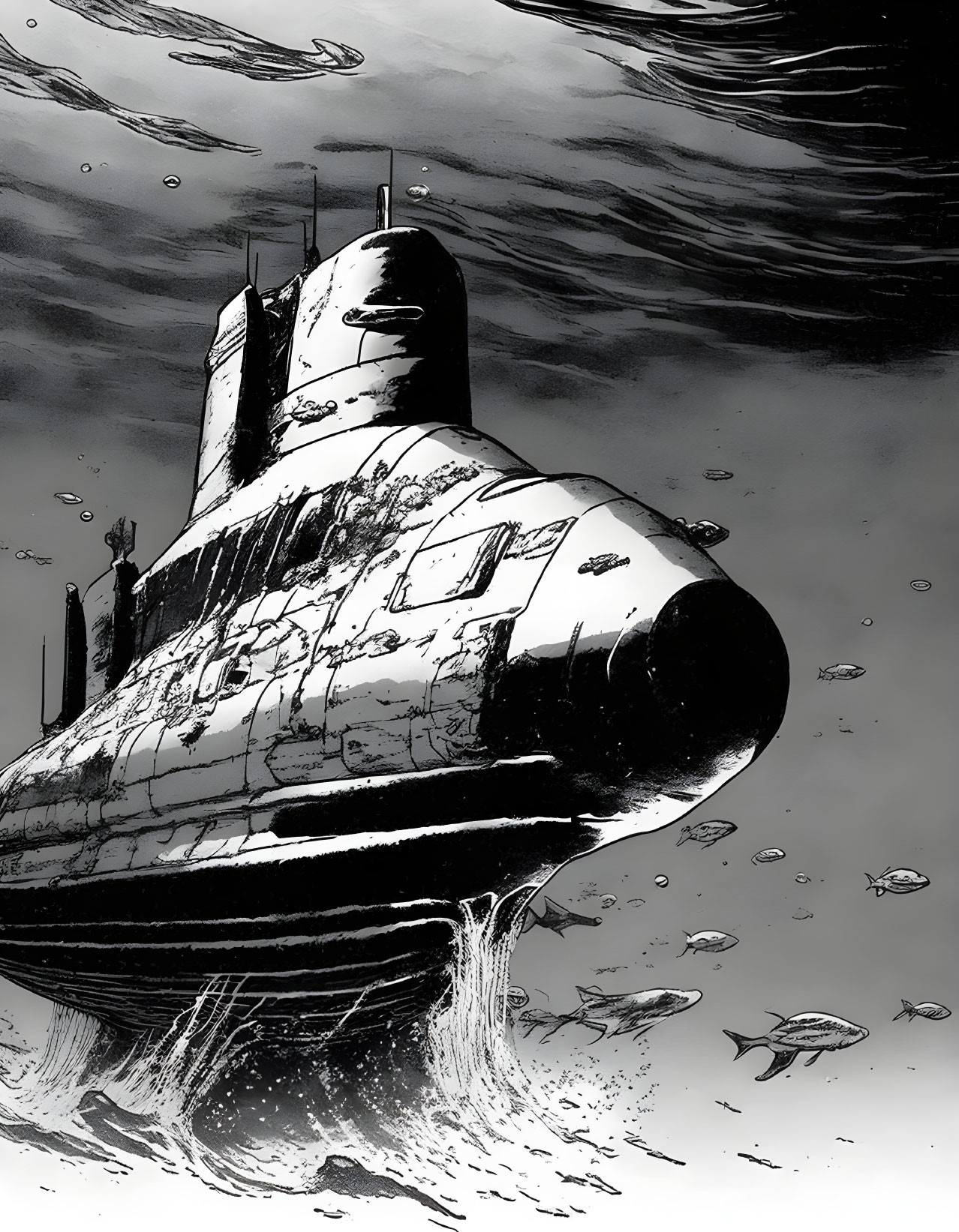 a submarine sinking © Gerald B.