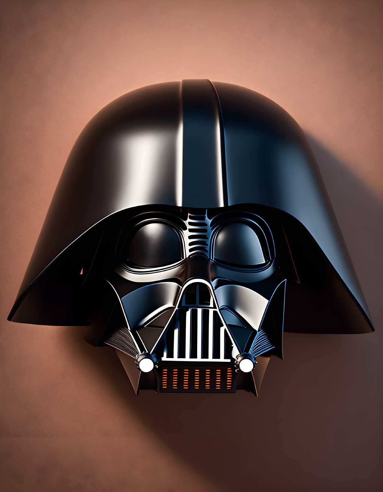 Detailed Darth Vader helmet illustration on tan background