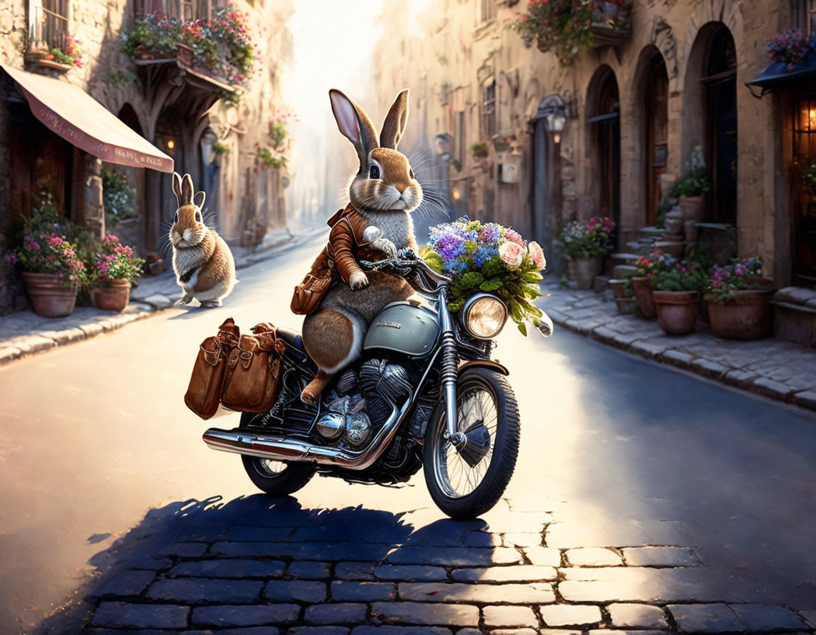  Rabbit riding a motorcycle