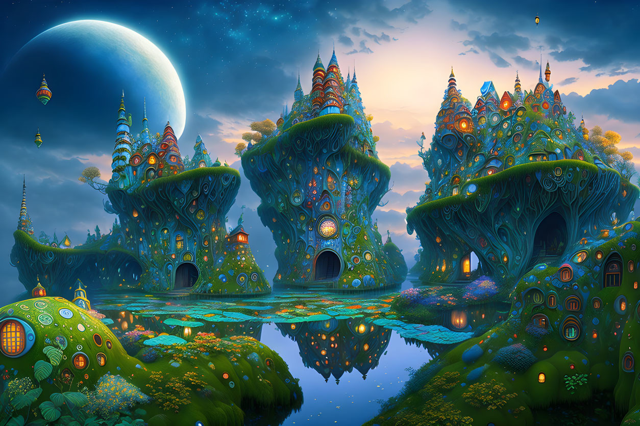 Enchanted Moonlit Village